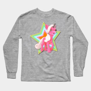 Super Star Pink Unicorn Long Sleeve T-Shirt